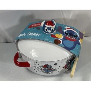 Disney Lilo & Stitch Christmas Holiday Winter Brie Baker With Wooden Spoon